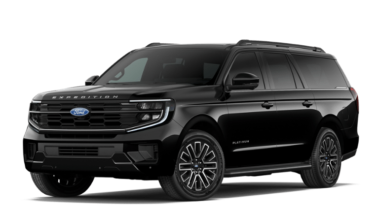 2027 Ford Expedition Max PLATINUM 4X4 in Agate Black Metallic — front three-quarter view